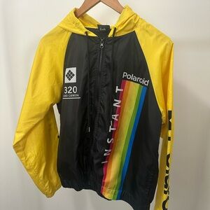 Vintage Polaroid Yellow and Black Windbreaker Jacket with Colorful Logo